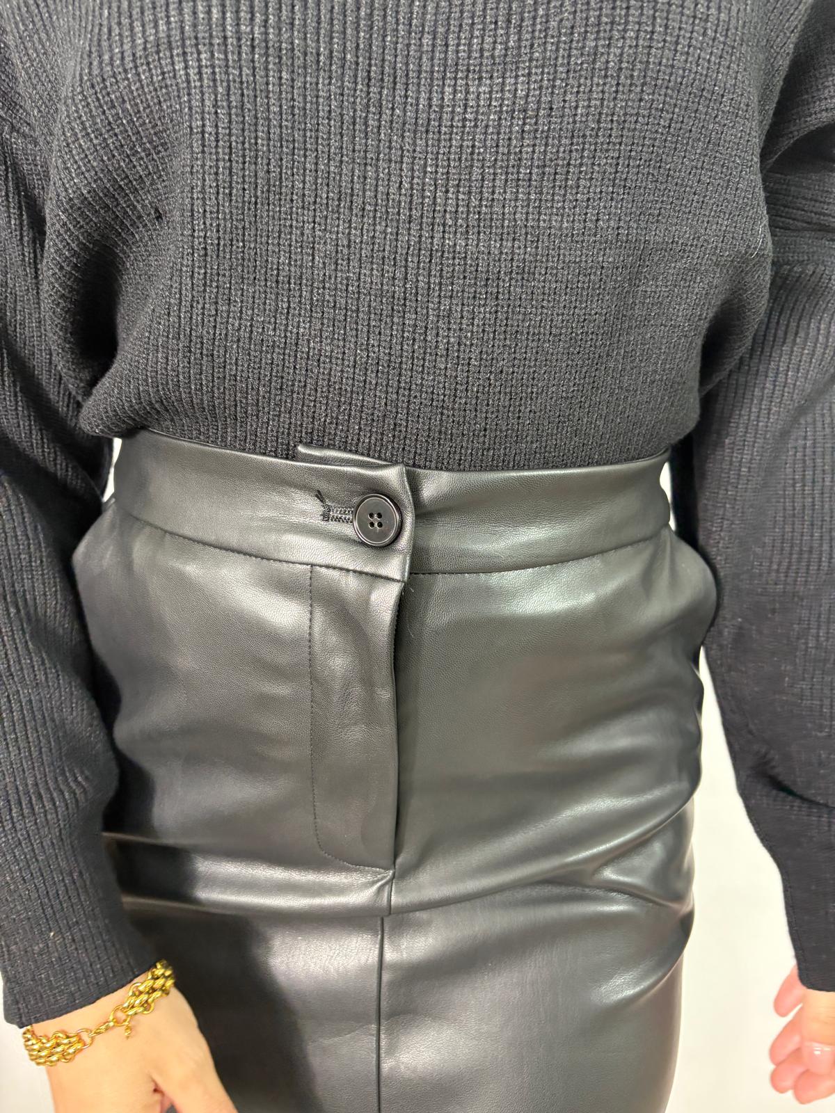 Gonna longuette in eco-pelle