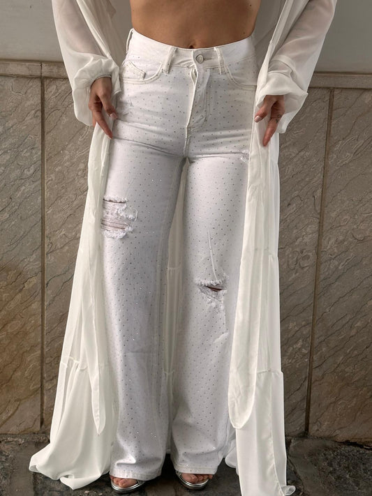 Jeans White con strass