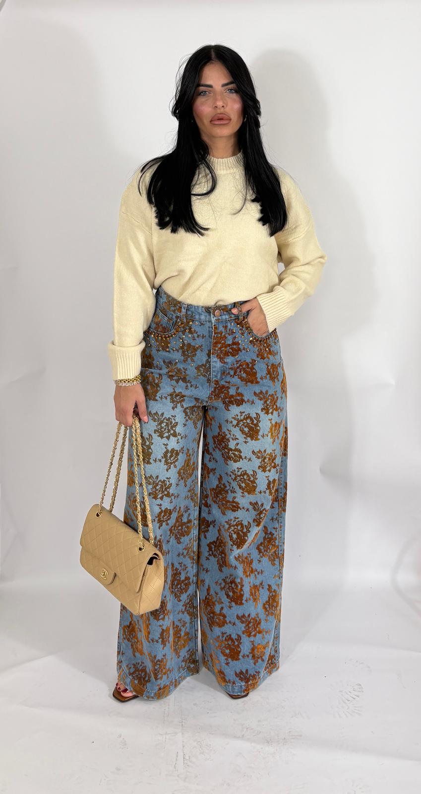 Jeans palazzo Flowers