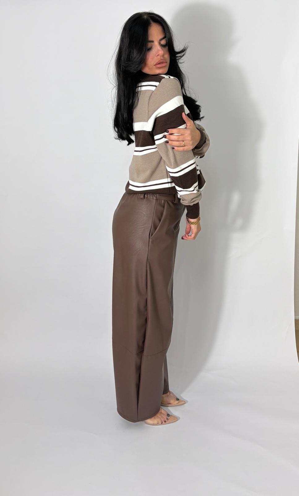 Pantalone balloon  in eco-pelle brown