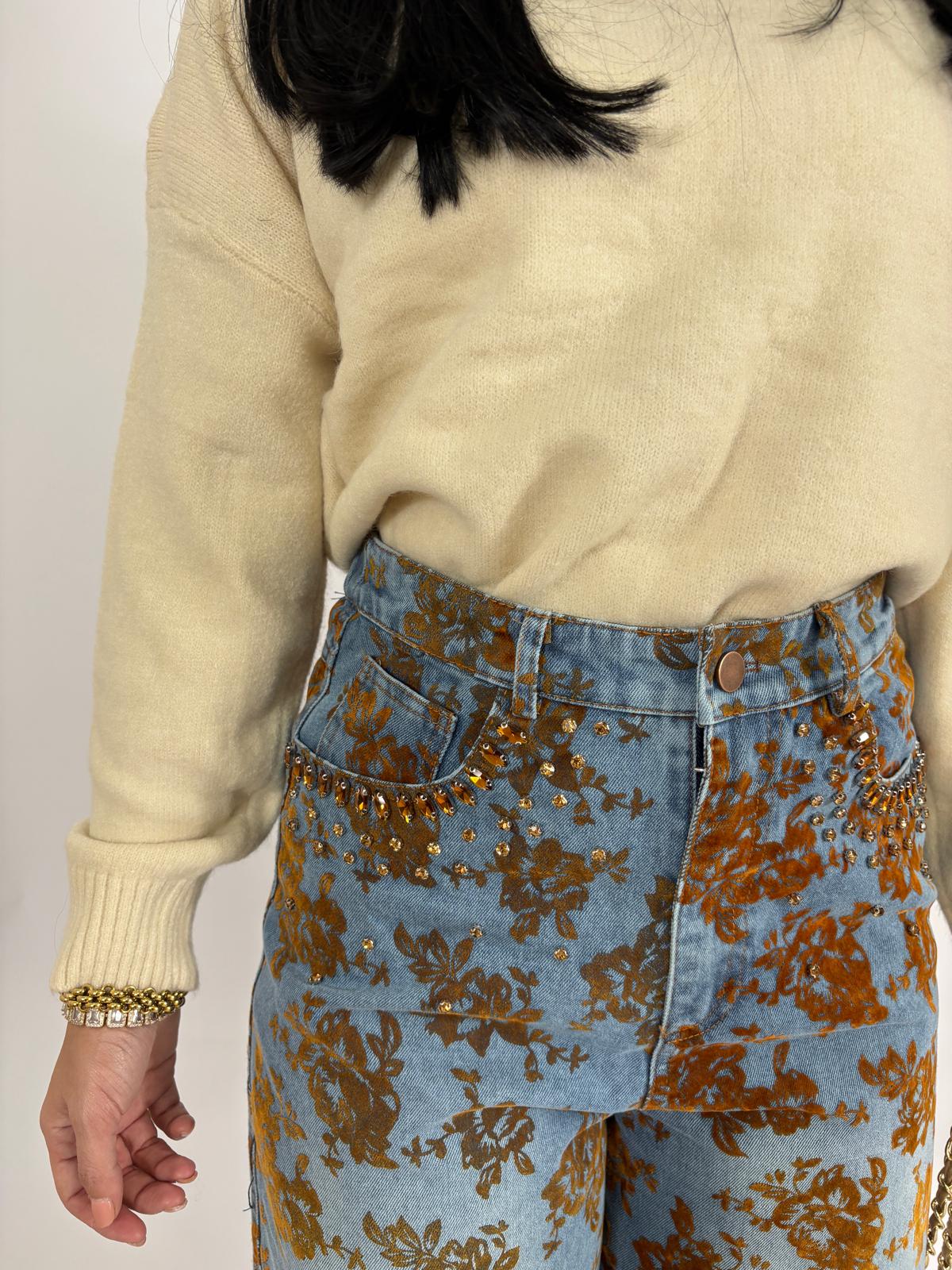 Jeans palazzo Flowers